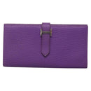 HERMES Bean Soufflé Wallet Shave Purple Auth yk19464V-13
