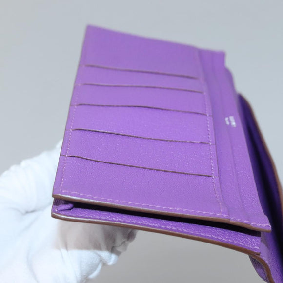 HERMES Bean Soufflé Wallet Shave Purple Auth yk19464V