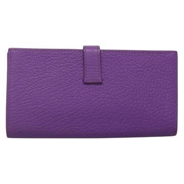 HERMES Bean Soufflé Wallet Shave Purple Auth yk19464V - 0