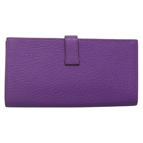 HERMES Bean Soufflé Wallet Shave Purple Auth yk19464V