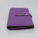 HERMES Bean Soufflé Wallet Shave Purple Auth yk19464V-4