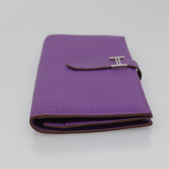 HERMES Bean Soufflé Wallet Shave Purple Auth yk19464V