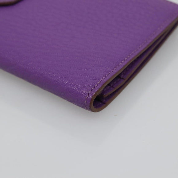HERMES Bean Soufflé Wallet Shave Purple Auth yk19464V