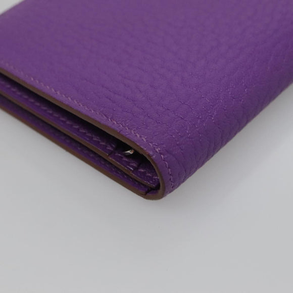 HERMES Bean Soufflé Wallet Shave Purple Auth yk19464V