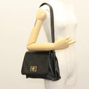 Salvatore Ferragamo Shoulder Bag Leather Black Gold Auth yk19470-25