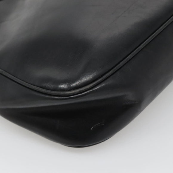 GUCCI Web Sherry Line Shoulder Bag Leather Black Red Green Auth yk19474