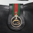 GUCCI Web Sherry Line Shoulder Bag Leather Black Red Green Auth yk19474-9