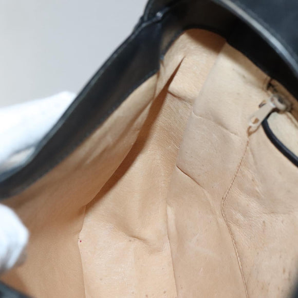 GUCCI Web Sherry Line Shoulder Bag Leather Black Red Green Auth yk19474