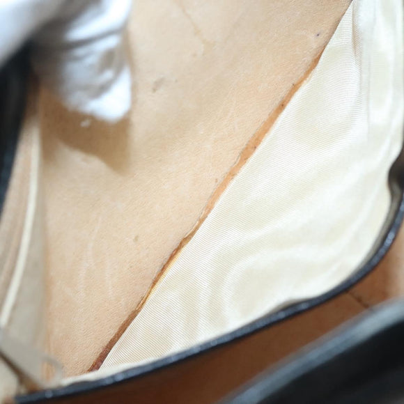 GUCCI Web Sherry Line Shoulder Bag Leather Black Red Green Auth yk19474