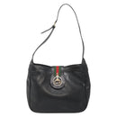 GUCCI Web Sherry Line Shoulder Bag Leather Black Red Green Auth yk19474-13