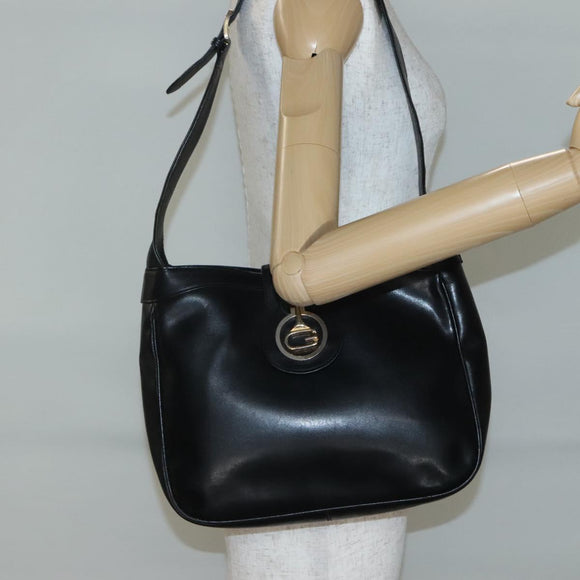 GUCCI Web Sherry Line Shoulder Bag Leather Black Red Green Auth yk19474