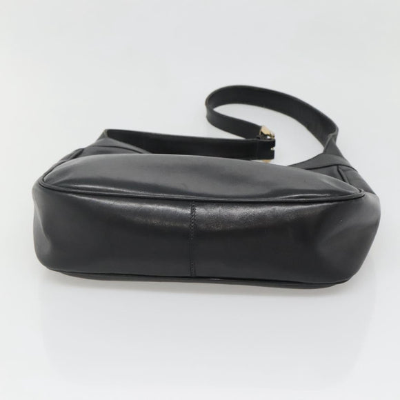 GUCCI Web Sherry Line Shoulder Bag Leather Black Red Green Auth yk19474