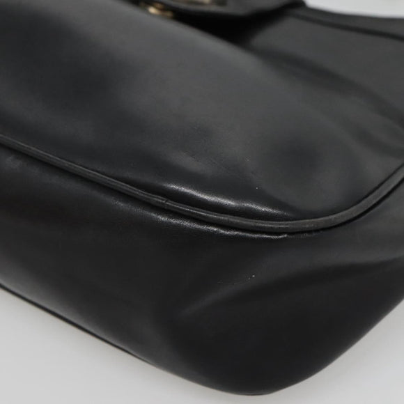 GUCCI Web Sherry Line Shoulder Bag Leather Black Red Green Auth yk19474