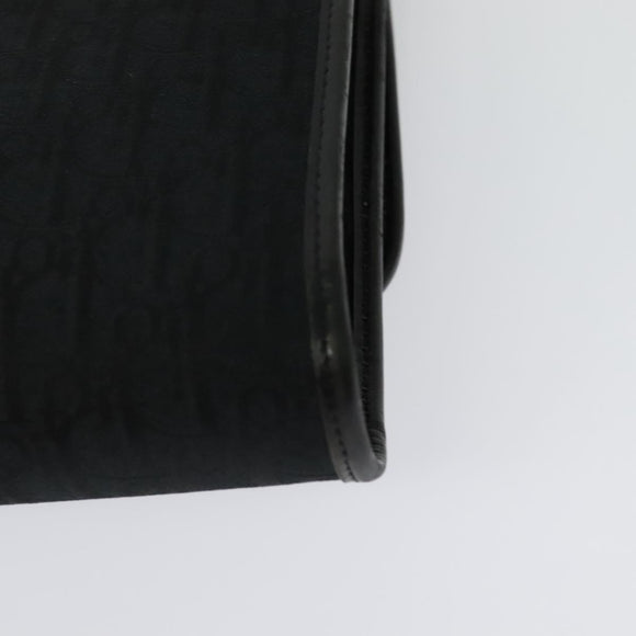 Christian Dior Trotter Canvas Chain Shoulder Bag Black Gold Auth yk19482