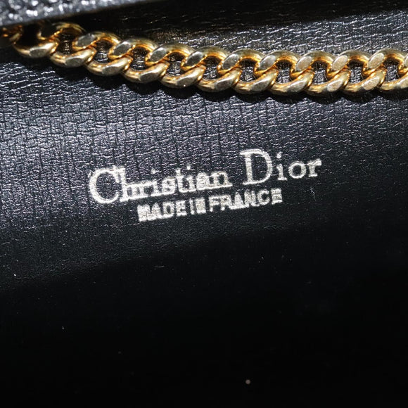 Christian Dior Trotter Canvas Chain Shoulder Bag Black Gold Auth yk19482