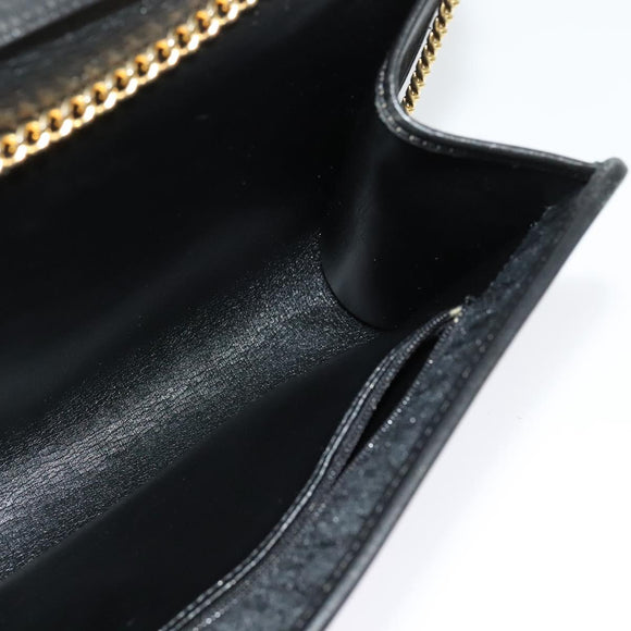 Christian Dior Trotter Canvas Chain Shoulder Bag Black Gold Auth yk19482