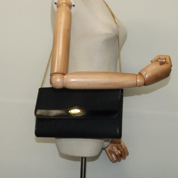Christian Dior Trotter Canvas Chain Shoulder Bag Black Gold Auth yk19482