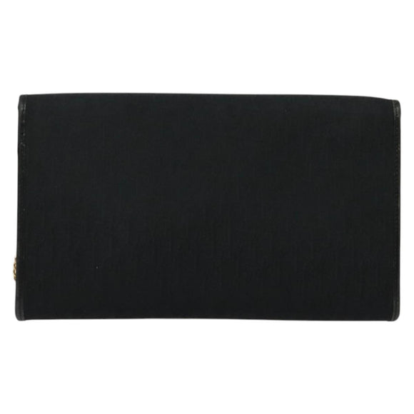 Christian Dior Trotter Canvas Chain Shoulder Bag Black Gold Auth yk19482