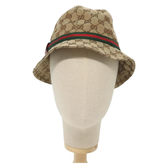 GUCCI GG Canvas Web Sherry Line Hat M Beige Red Green 411790 Auth yk19494