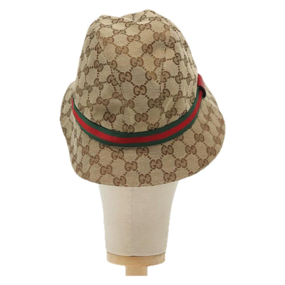 GUCCI GG Canvas Web Sherry Line Hat M Beige Red Green 411790 Auth yk19494