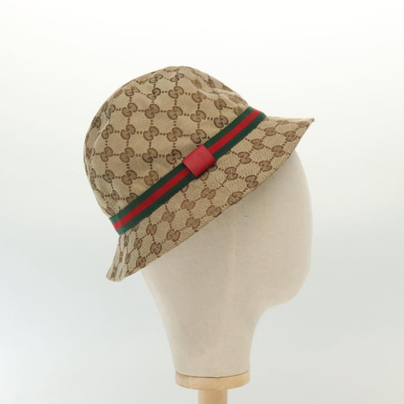 GUCCI GG Canvas Web Sherry Line Hat M Beige Red Green 411790 Auth yk19494
