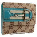 GUCCI Horsebit GG Canvas Wallet Beige Gold 138029 Auth yk19499V-1