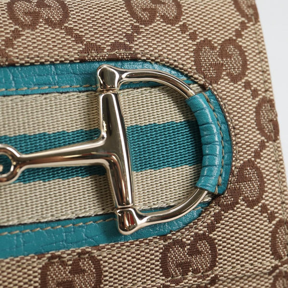 GUCCI Horsebit GG Canvas Wallet Beige Gold 138029 Auth yk19499V