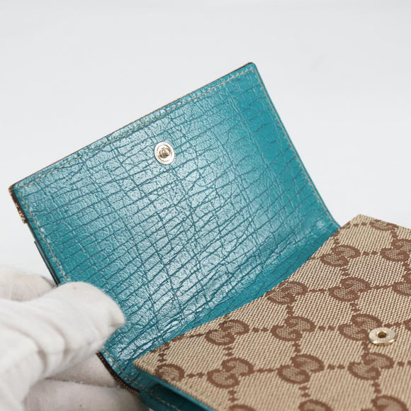 GUCCI Horsebit GG Canvas Wallet Beige Gold 138029 Auth yk19499V