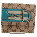 GUCCI Horsebit GG Canvas Wallet Beige Gold 138029 Auth yk19499V-13