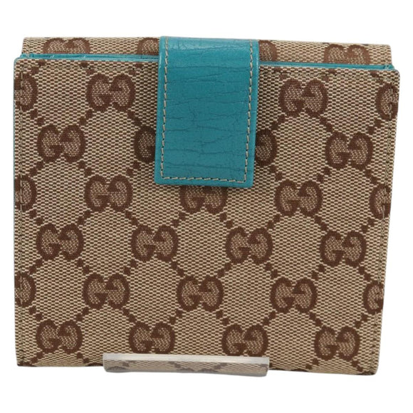 GUCCI Horsebit GG Canvas Wallet Beige Gold 138029 Auth yk19499V