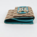 GUCCI Horsebit GG Canvas Wallet Beige Gold 138029 Auth yk19499V-4