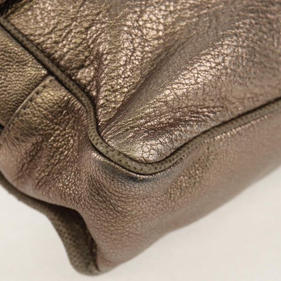 LOEWE Anagram Mya Shoulder Bag Leather Champagne Gold Gold Auth yk19500V