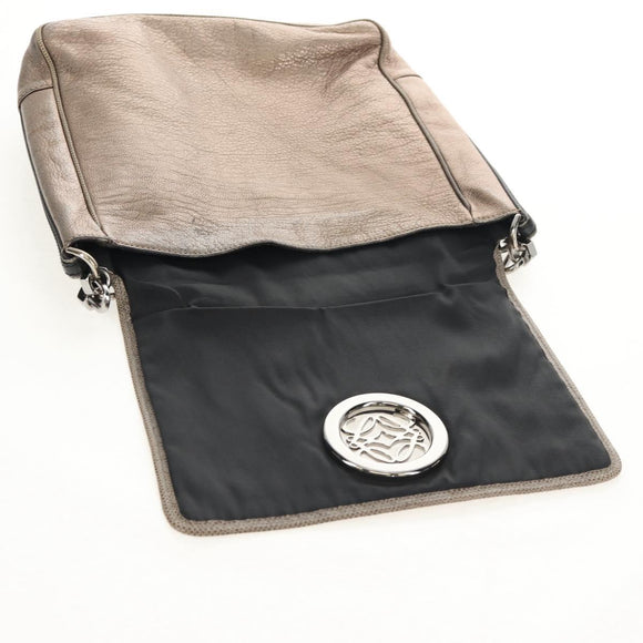 LOEWE Anagram Mya Shoulder Bag Leather Champagne Gold Gold Auth yk19500V