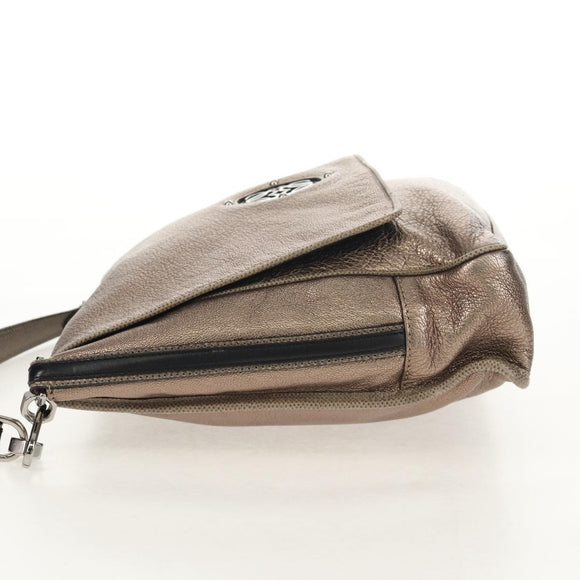 LOEWE Anagram Mya Shoulder Bag Leather Champagne Gold Gold Auth yk19500V