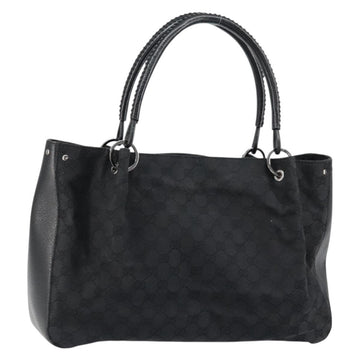 GUCCI GG Canvas Tote Bag Black Silver 115015 Auth yk19501