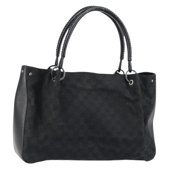 GUCCI GG Canvas Tote Bag Black Silver 115015 Auth yk19501