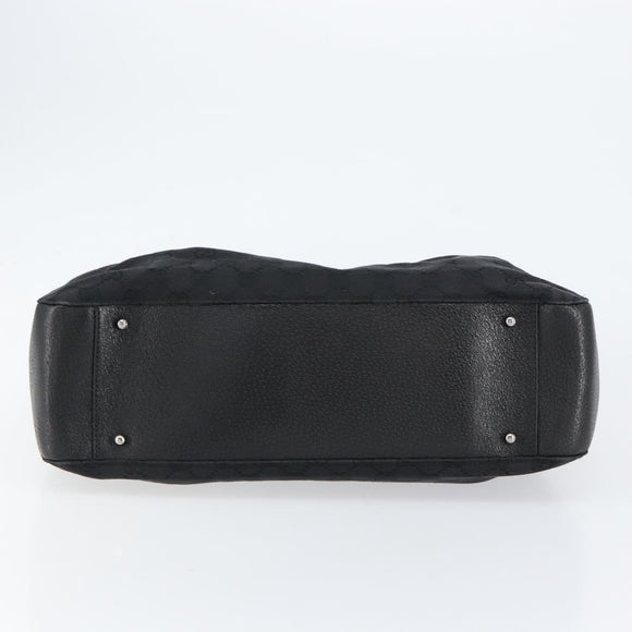 GUCCI GG Canvas Tote Bag Black Silver 115015 Auth yk19501