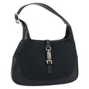 GUCCI GG Canvas Jackie Shoulder Bag Black Silver 001 3306 Auth yk19505-1