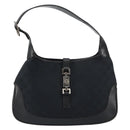 GUCCI GG Canvas Jackie Shoulder Bag Black Silver 001 3306 Auth yk19505-2