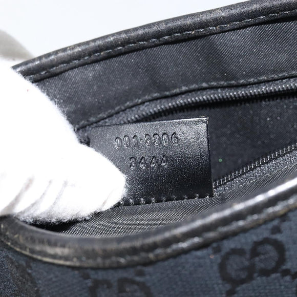 GUCCI GG Canvas Jackie Shoulder Bag Black Silver 001 3306 Auth yk19505