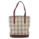 BURBERRY Nova Check Tote Bag Canvas Beige Gold Auth yk19514-2