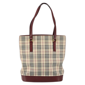 BURBERRY Nova Check Tote Bag Canvas Beige Gold Auth yk19514 - 0