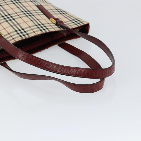 BURBERRY Nova Check Tote Bag Canvas Beige Gold Auth yk19514