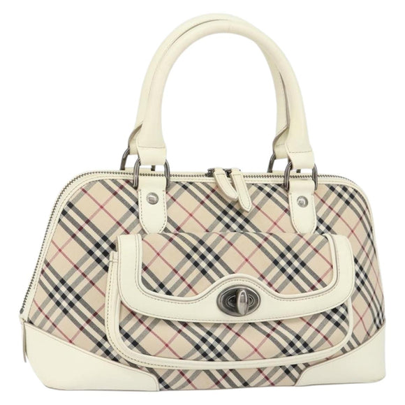 BURBERRY Nova Check Hand Bag Canvas Beige Auth yk19515