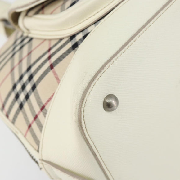 BURBERRY Nova Check Hand Bag Canvas Beige Auth yk19515
