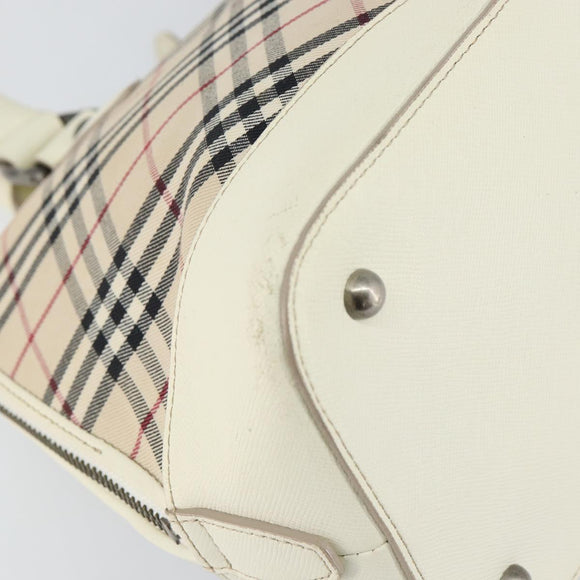 BURBERRY Nova Check Hand Bag Canvas Beige Auth yk19515