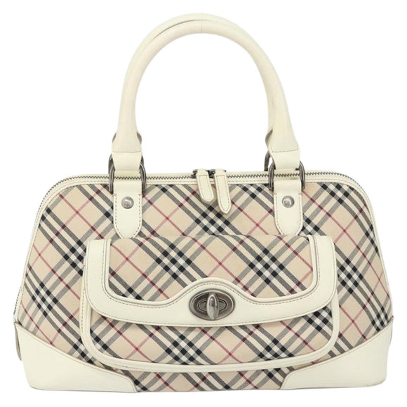 BURBERRY Nova Check Hand Bag Canvas Beige Auth yk19515