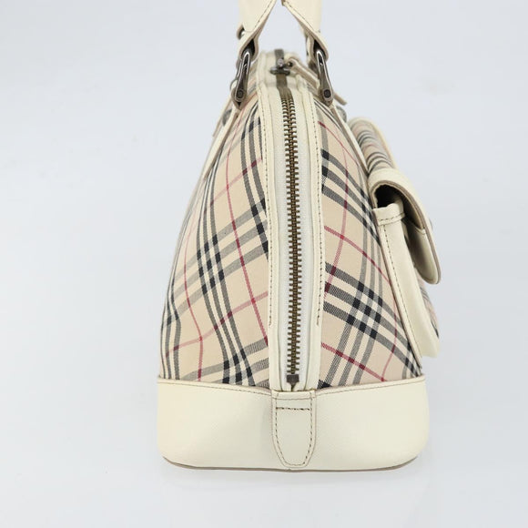 BURBERRY Nova Check Hand Bag Canvas Beige Auth yk19515