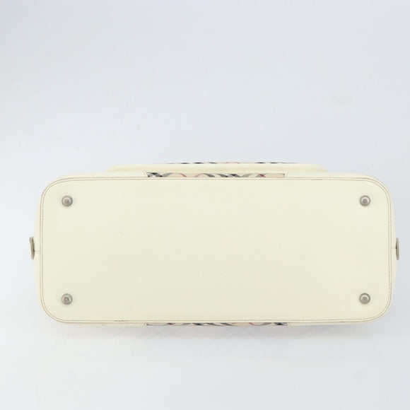 BURBERRY Nova Check Hand Bag Canvas Beige Auth yk19515