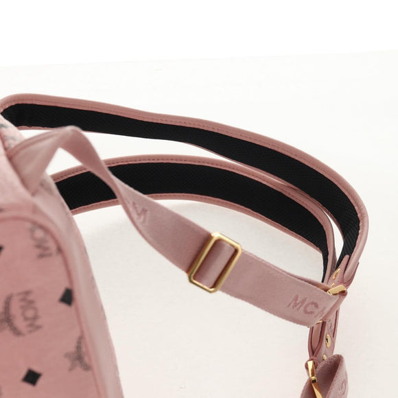 MCM Vicetos Logogram Backpack PVC Leather Pink Gold Auth yk19517A